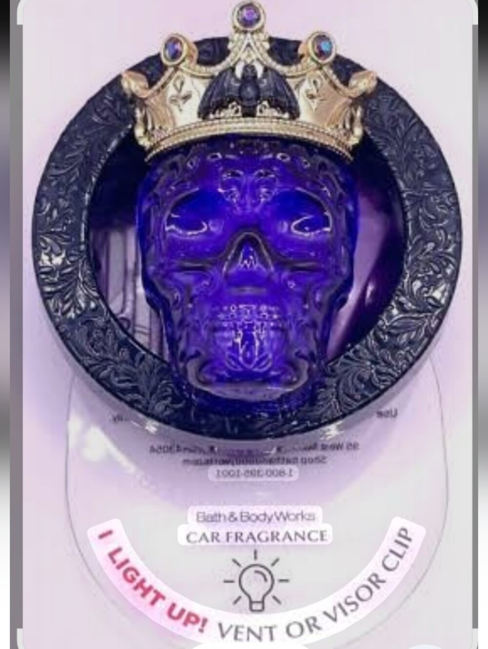 Bath & Body Works Purple Crowned Skull Decorative Car Freshner Holder Nwt New - Picture 2 of 10